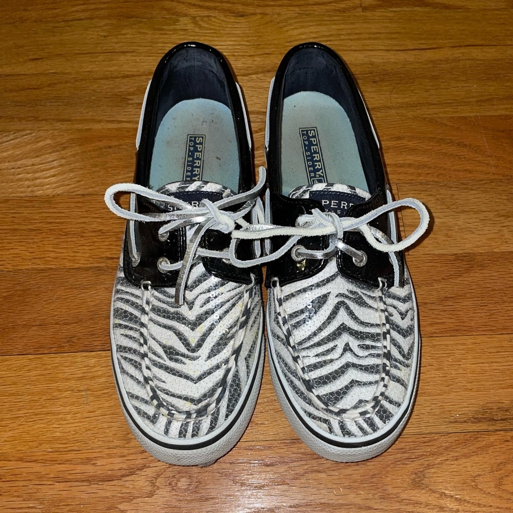 Zebra Sequin SPERRYs